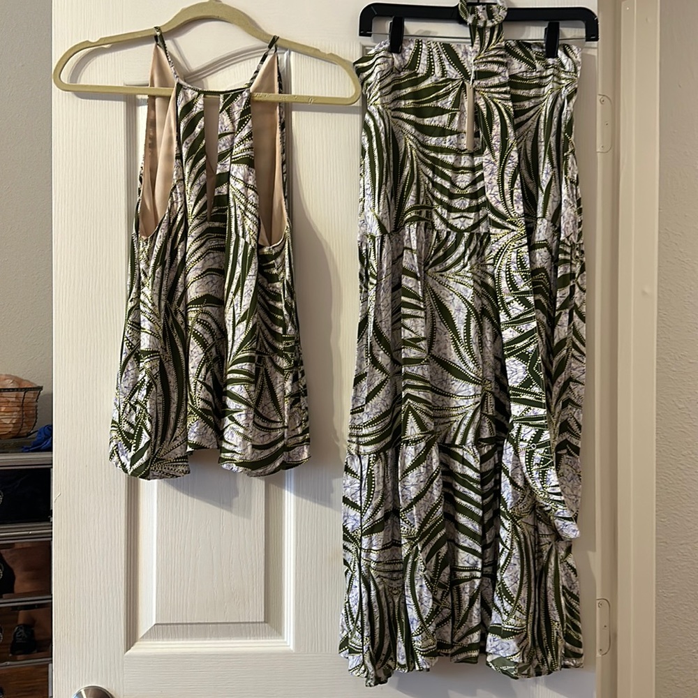 New lavender brown 2 piece skirt set